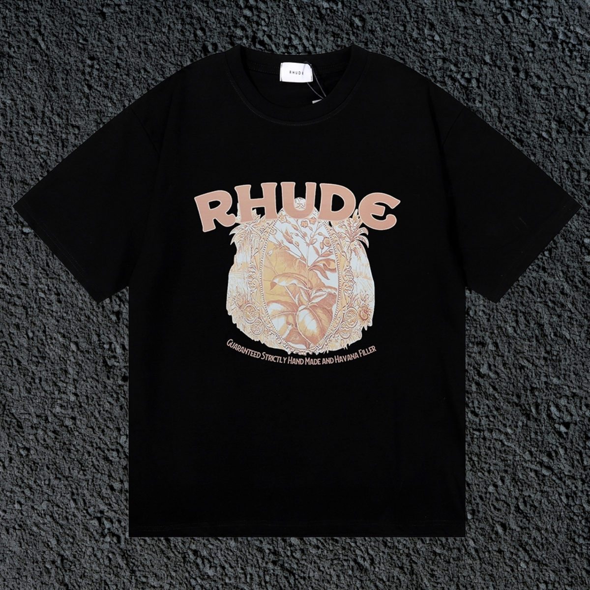 Rhude Vintage Palm Globe Black Oversized T‑Shirt
