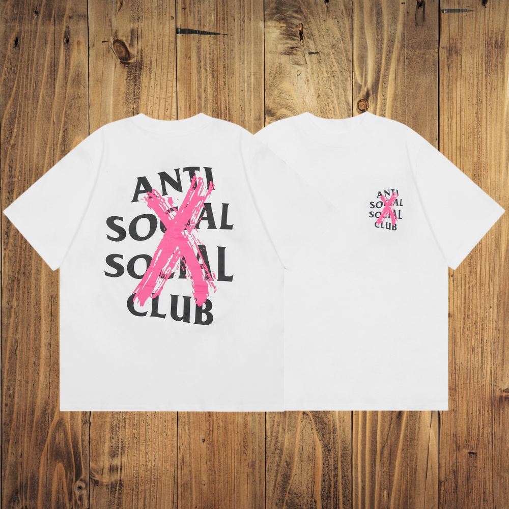 ASSC White Graphic Tee – Pink X Back Print