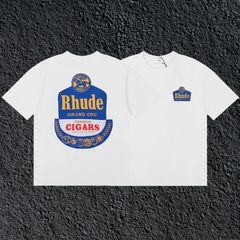 Rhude Grand Cru Cigars Label Dual Sided White Oversized T‑Shirt