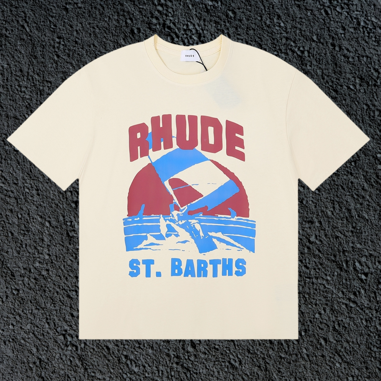 Rhude St.Barths Sailboat Sunset Cream Oversized T‑Shirt