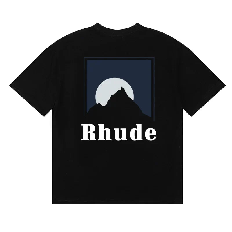 Rhude Mountain Moon Back Print Oversized Tee Black