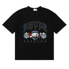 Rhude USA Sailing Crest Graphic Oversized Short Sleeve T‑Shirt