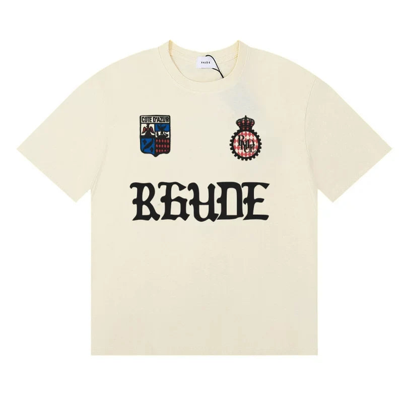 Rhude Gothic Crest Badge Logo Oversized Tee Cream