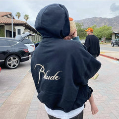 RHUDE Cursive Script Back Logo Pullover Hoodie Black