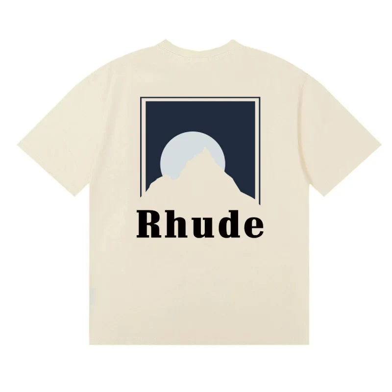 Rhude Mountain Moon Back Print Oversized Tee Cream