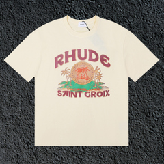 Rhude Saint Croix Palm Island Vintage Cream Oversized T‑Shirt
