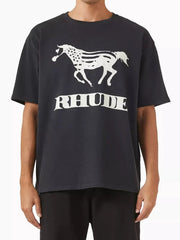 Rhude Stallion Horse Graphic Oversized T‑Shirt Black