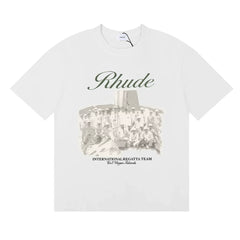 Rhude International Regatta Team Vintage Photo Print Oversized T‑Shirt