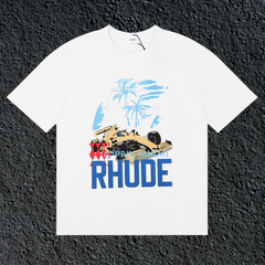 Rhude Grand Prix Miami F1 Race Car White Oversized T‑Shirt