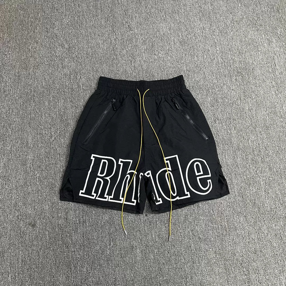 Rhude Black Big Logo Nylon Shorts