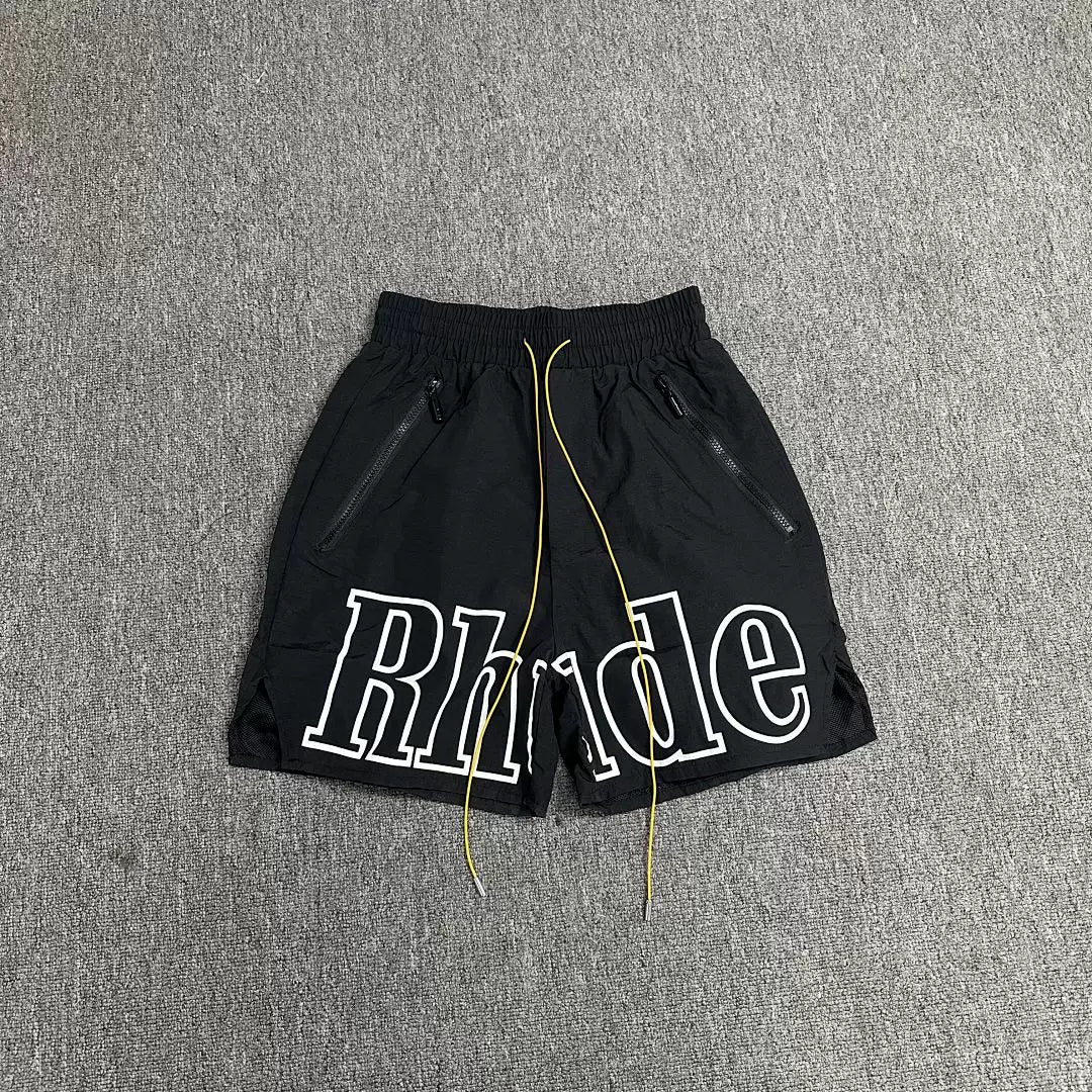 Rhude Black Big Logo Nylon Shorts