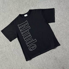 Rhude Vertical Stitch‑Outline Logo Oversized Short Sleeve T‑Shirt