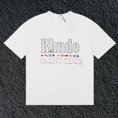 Rhude Yacht Club International Flag Badge Vintage White Oversized T‑Shirt