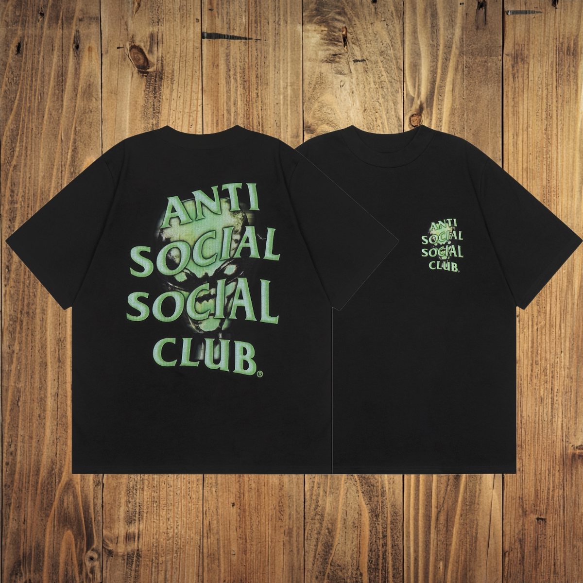 ASSC Black Tee – Green Glow Print