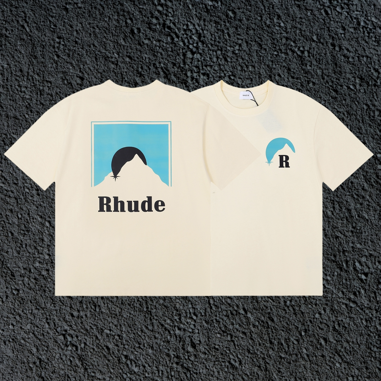 Rhude Mountain Moon Dual Sided Cream Oversized T‑Shirt