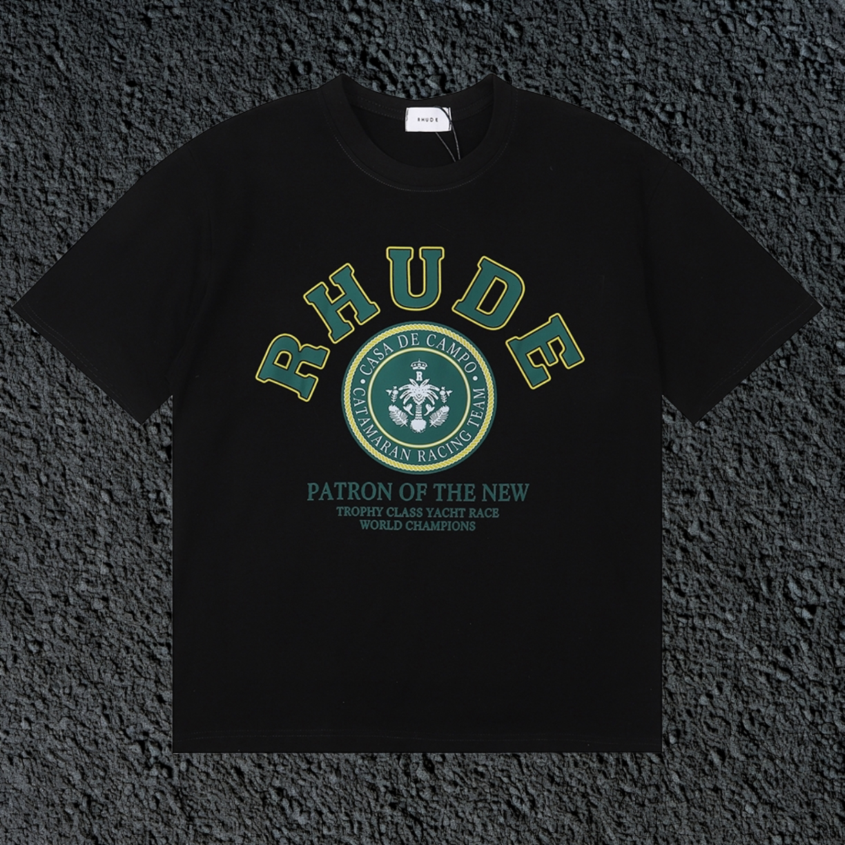 Rhude Patron Of The New Crest Badge Black Oversized T‑Shirt
