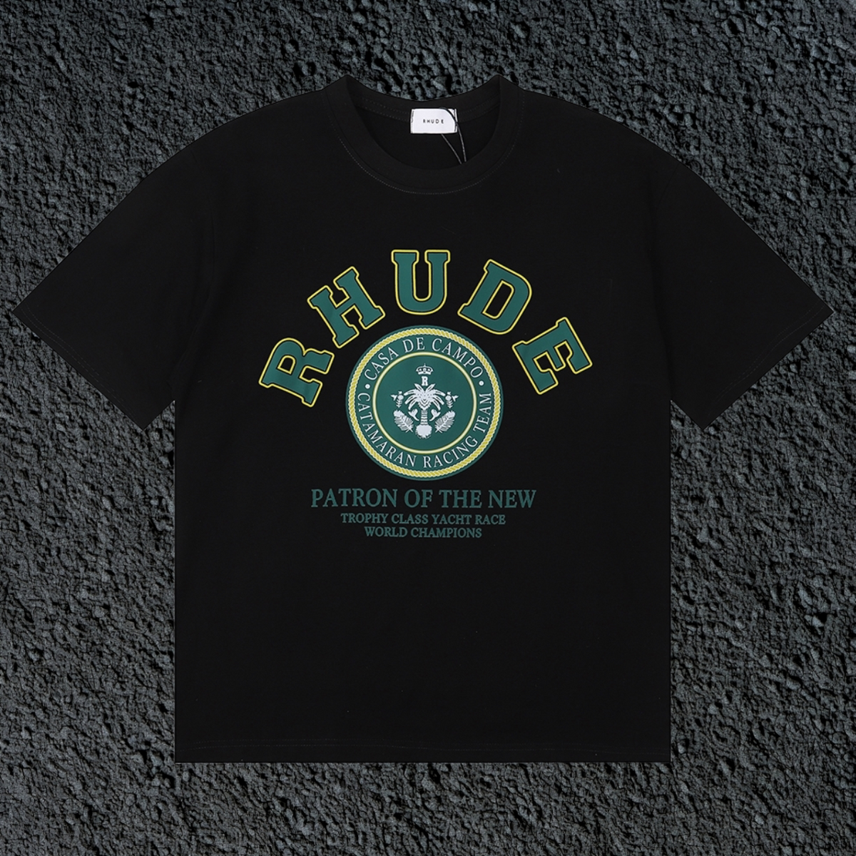 Rhude Patron Of The New Crest Badge Black Oversized T‑Shirt