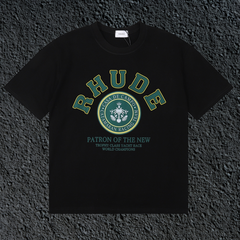 Rhude Patron Of The New Crest Badge Black Oversized T‑Shirt