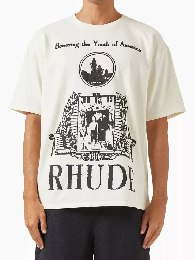 Rhude Honoring The Youth Graphic Oversized T‑Shirt Off‑White