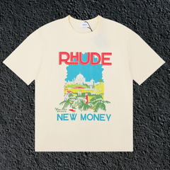 Rhude New Money Tropical Palace Cream Oversized T‑Shirt