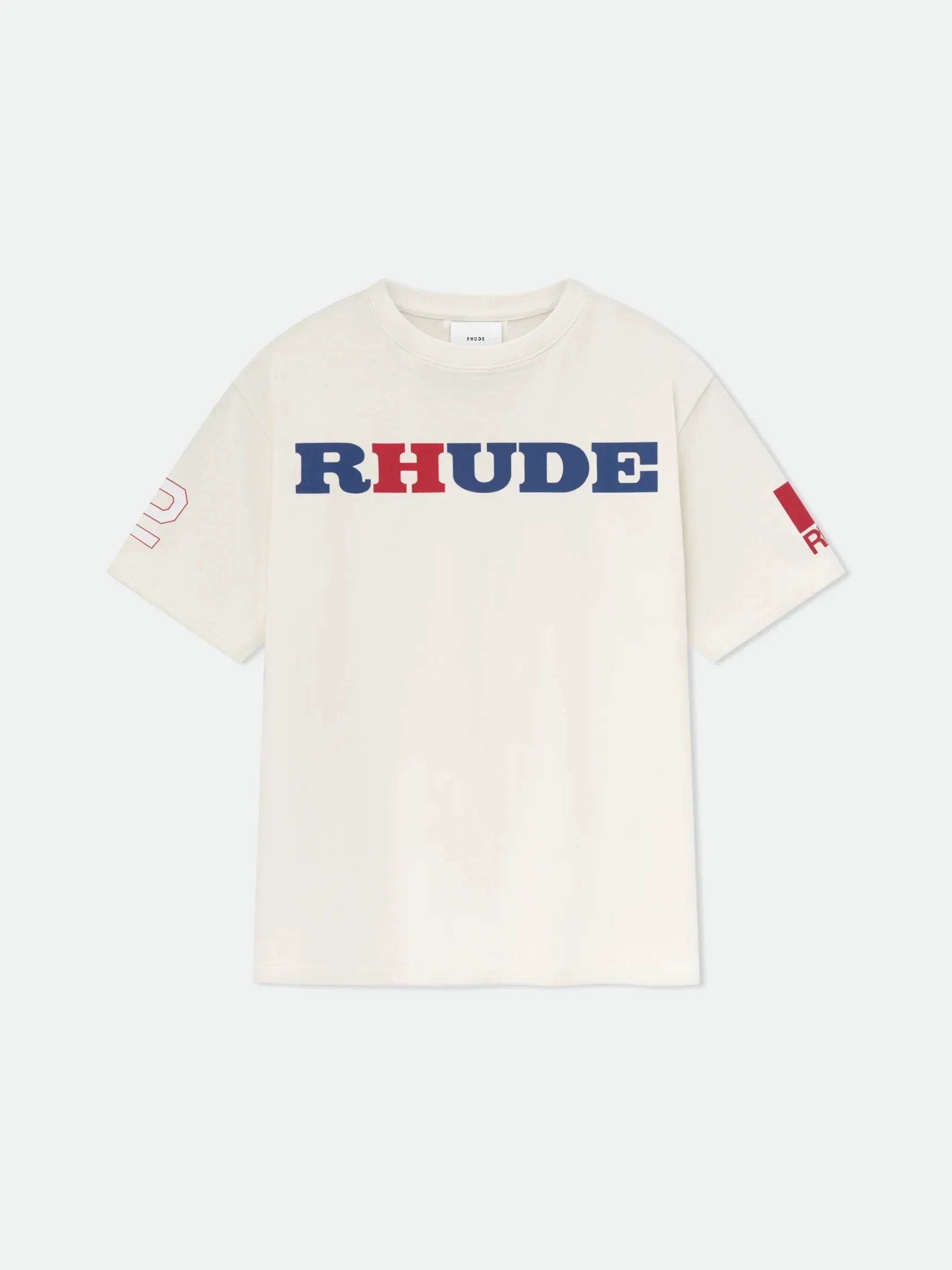 Rhude Multi‑Color Logo Sleeve Print Oversized T‑Shirt Off‑White
