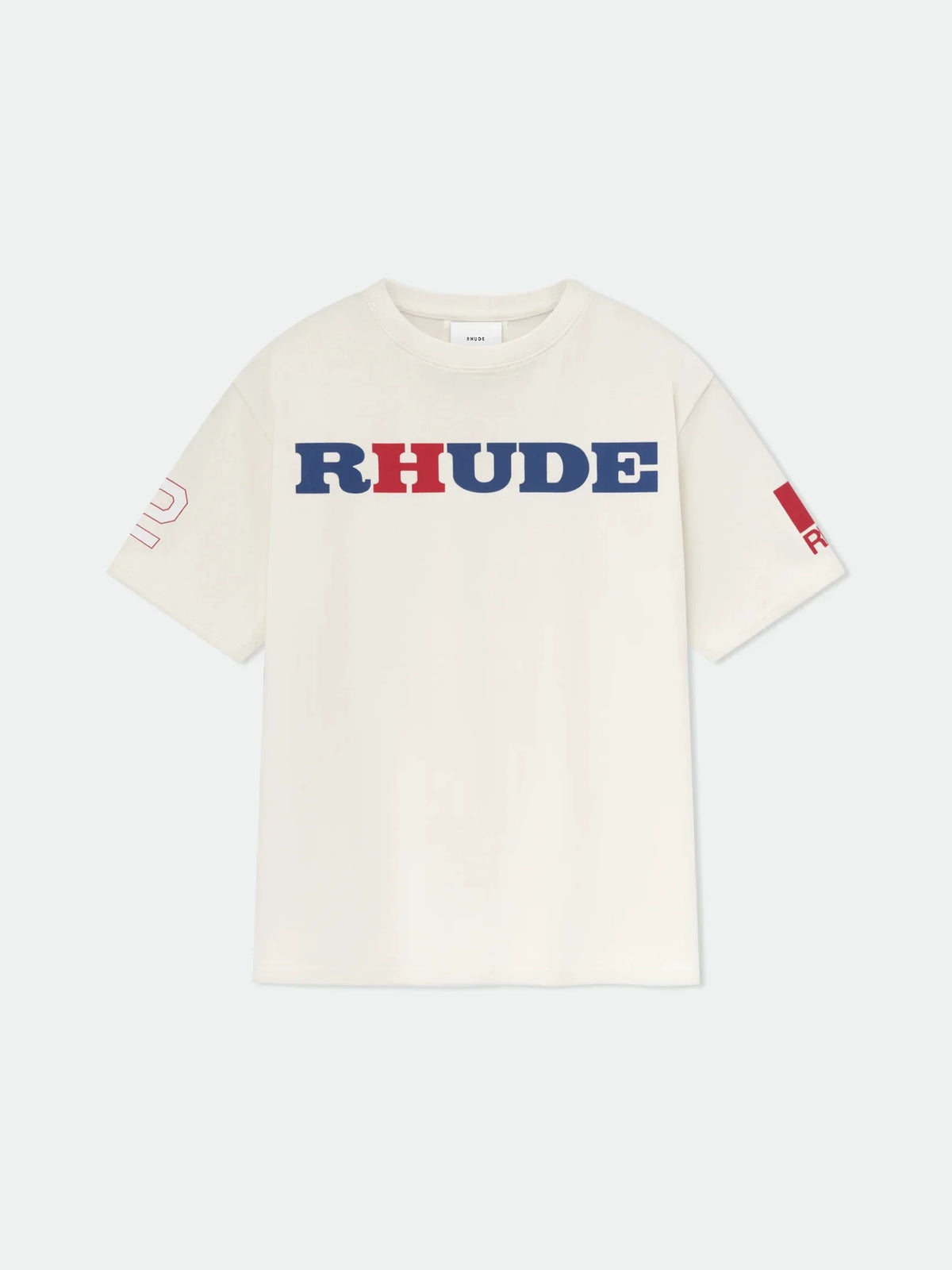 Rhude Multi‑Color Logo Sleeve Print Oversized T‑Shirt Off‑White