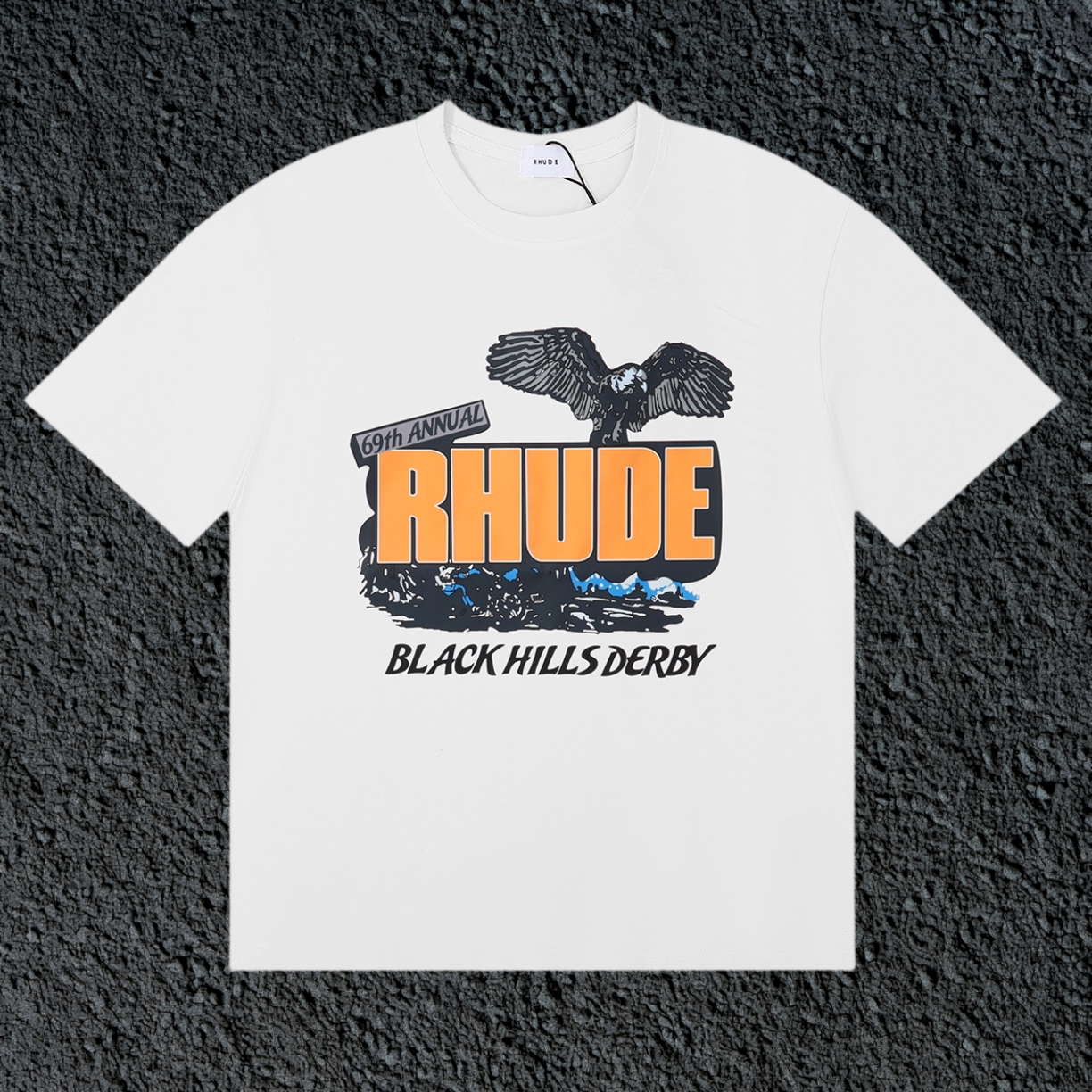 Rhude Black Hills Derby Eagle Mountain White Oversized T‑Shirt