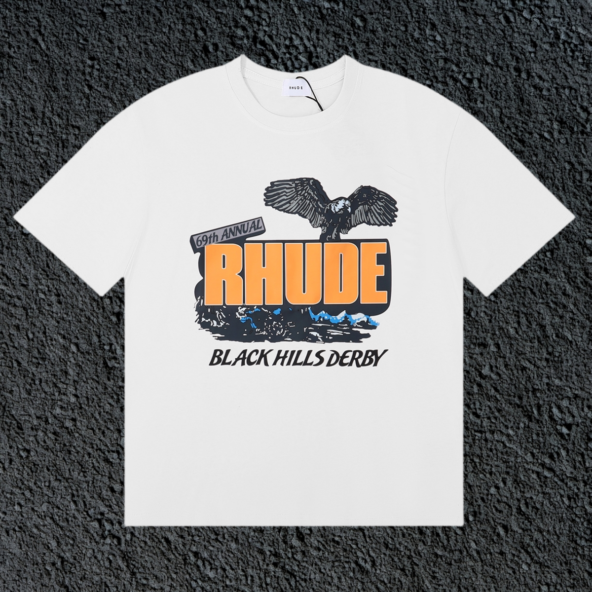 Rhude Black Hills Derby Eagle Mountain White Oversized T‑Shirt