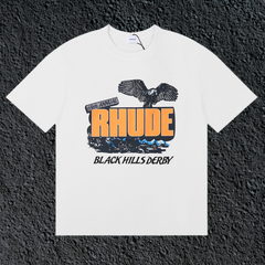 Rhude Black Hills Derby Eagle Mountain White Oversized T‑Shirt