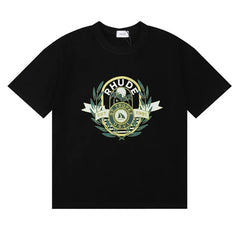 Rhude Laurel Crest Badge Graphic Oversized Tee Black