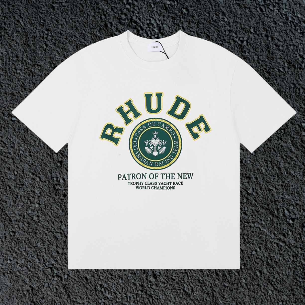 Rhude Patron Of The New Crest Badge White Oversized T‑Shirt