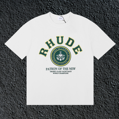 Rhude Patron Of The New Crest Badge White Oversized T‑Shirt