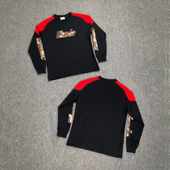 Rhude Camo Patch Logo Raglan Long Sleeve Tee Black Red