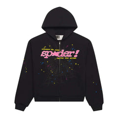 Sp5der Black P*nk V2 Zip Up Hoodie