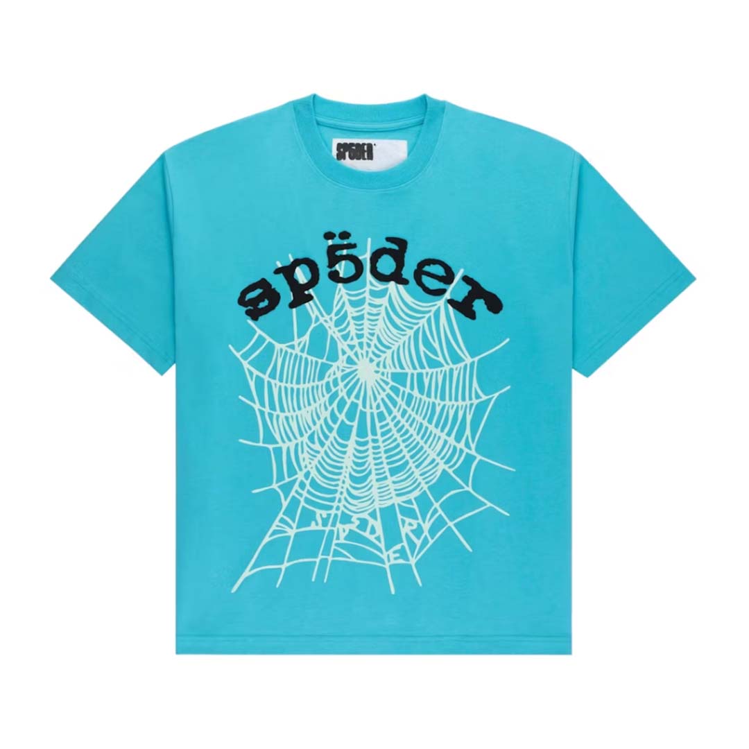 Sp5der Cyan OG Web V2 Tee