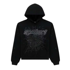 Sp5der Rhinestone P*nk V2 Triple Black Hoodie